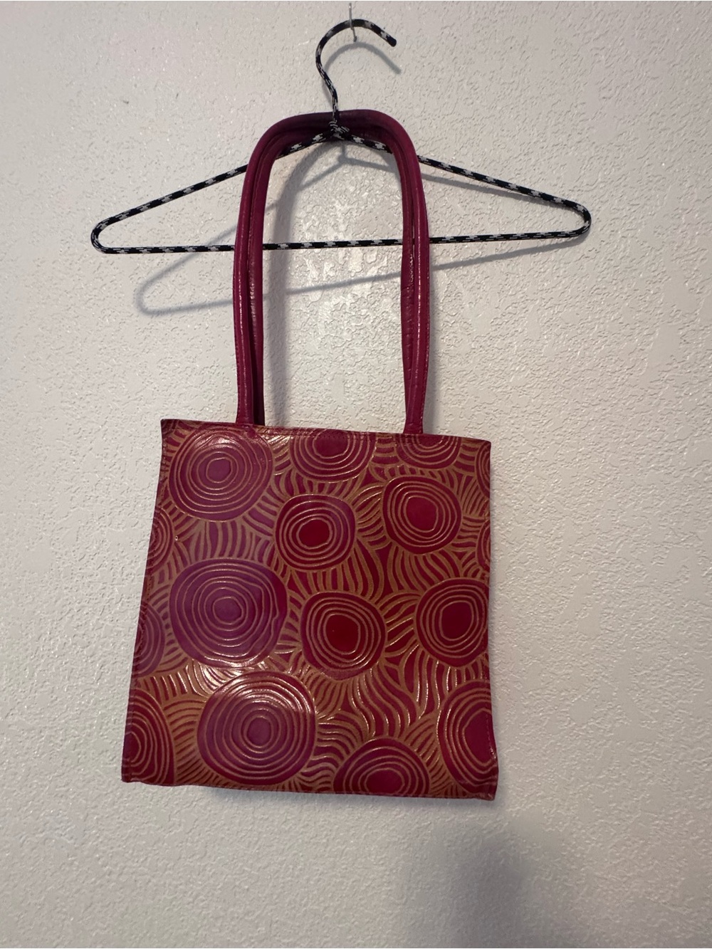Red Patterned Leather Bag